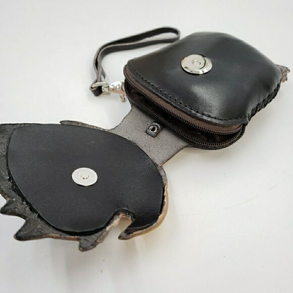 Eagle Leather Wristlet Wallet Handmade Tooled Coin Purse Keychain Western Gift - Picture 7 of 16